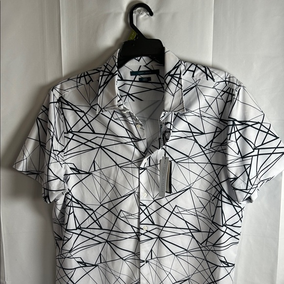 Perry Ellis White and Black Abstract Shirt - Picture 1 of 12